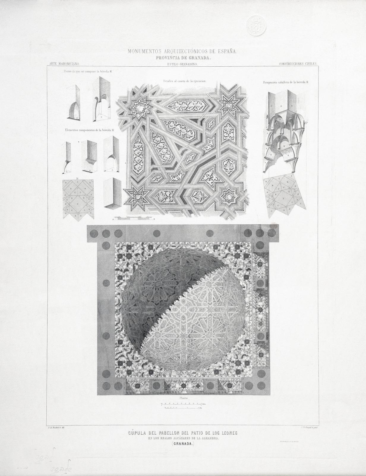 Cúpula del Pabellón del Patio de los Leones en los Reales Alcázares de la Alhambra (Granada).