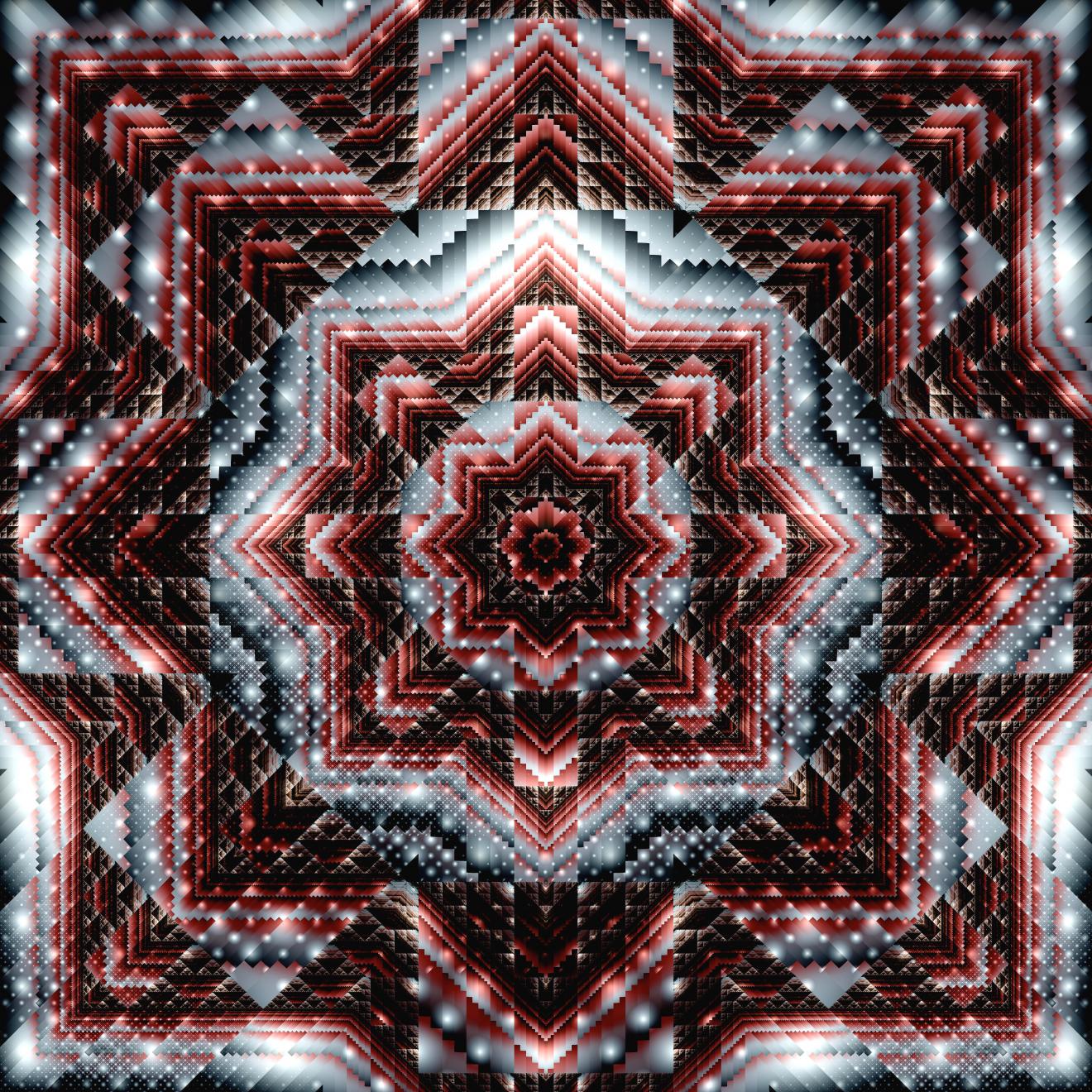 Composición fractal en forma de estrella de ocho puntas