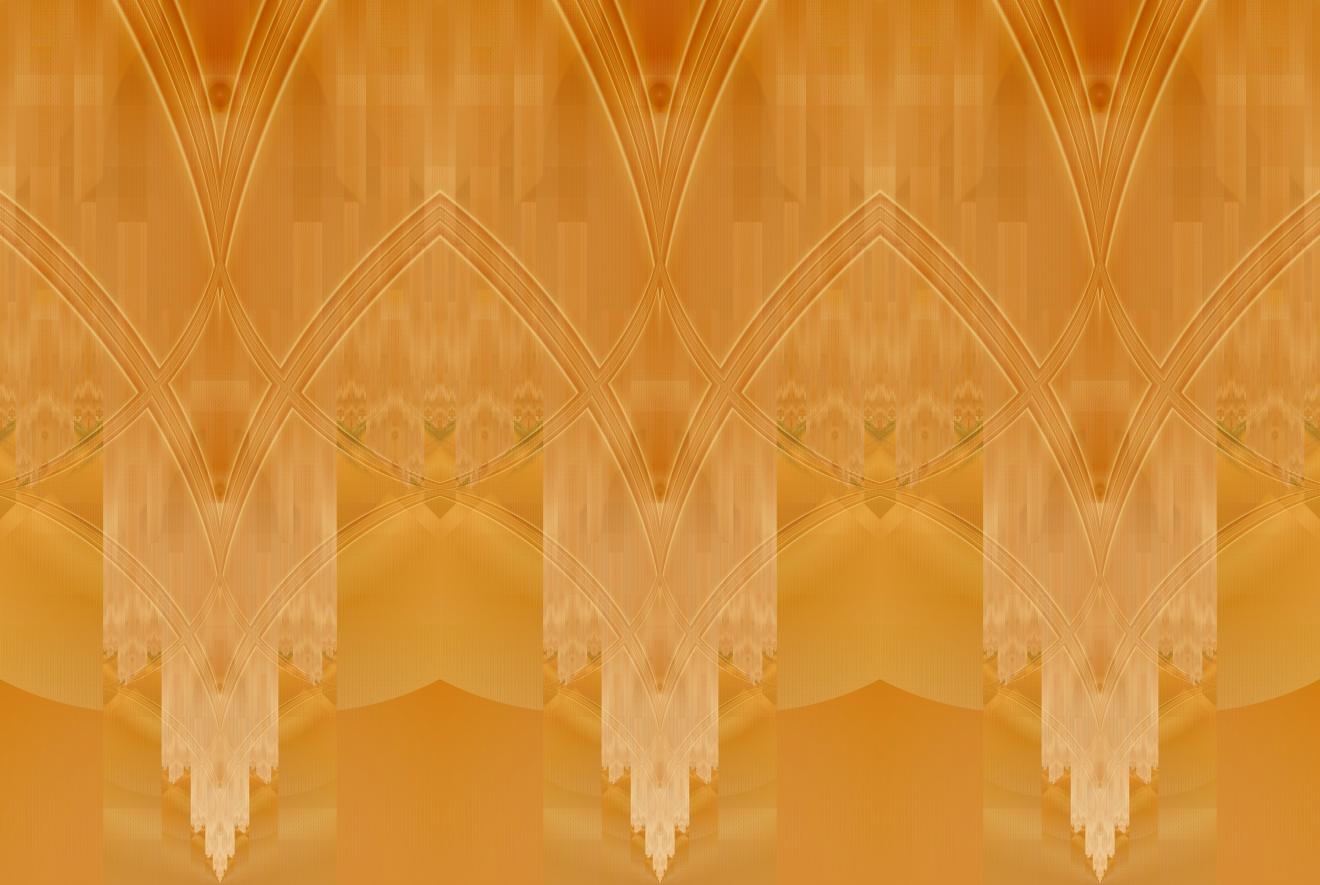 Formas que recuerdan arcos apuntados en tonos amarillos